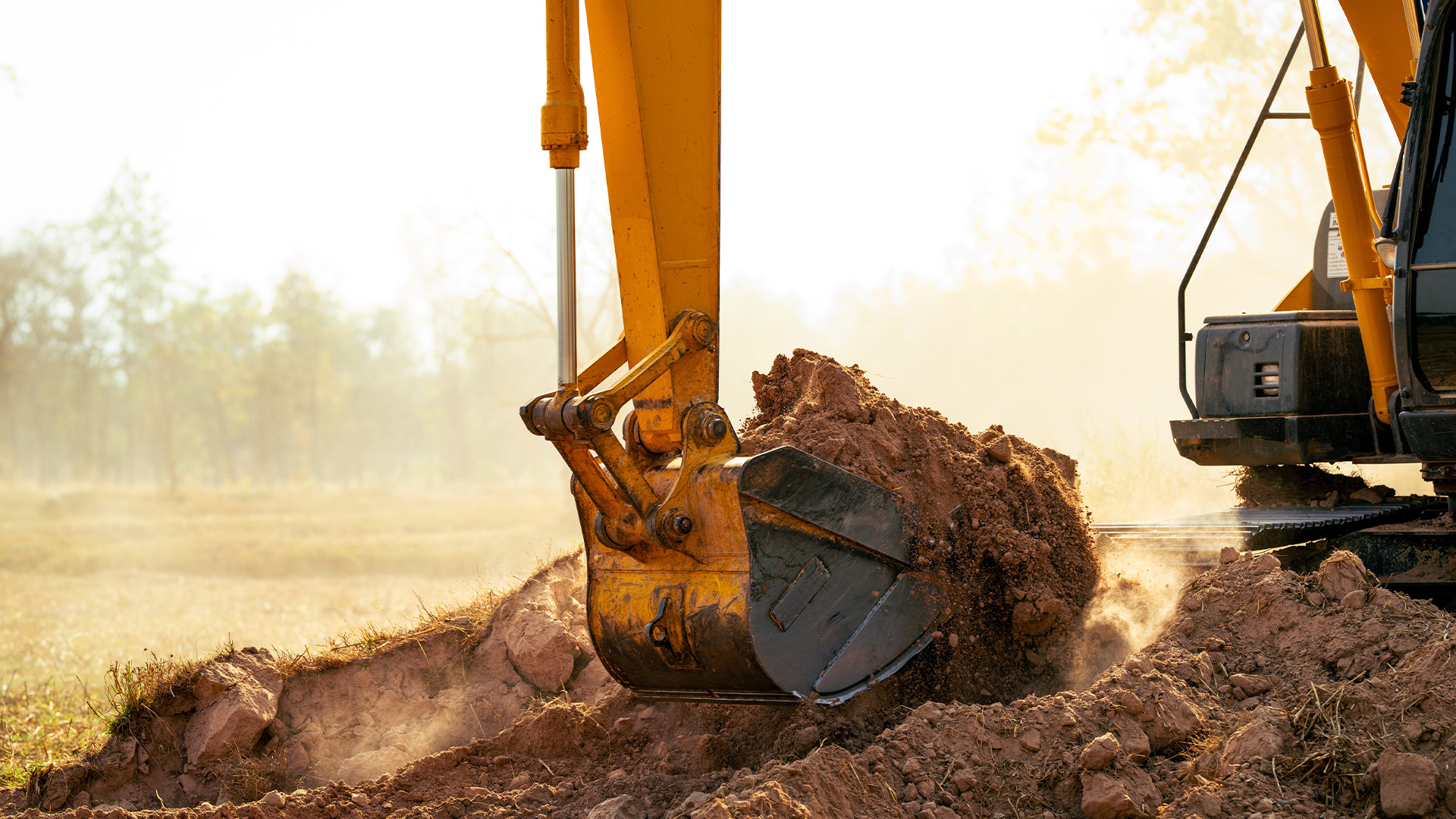 rental excavator from trs equipment rental digging the land in tucson