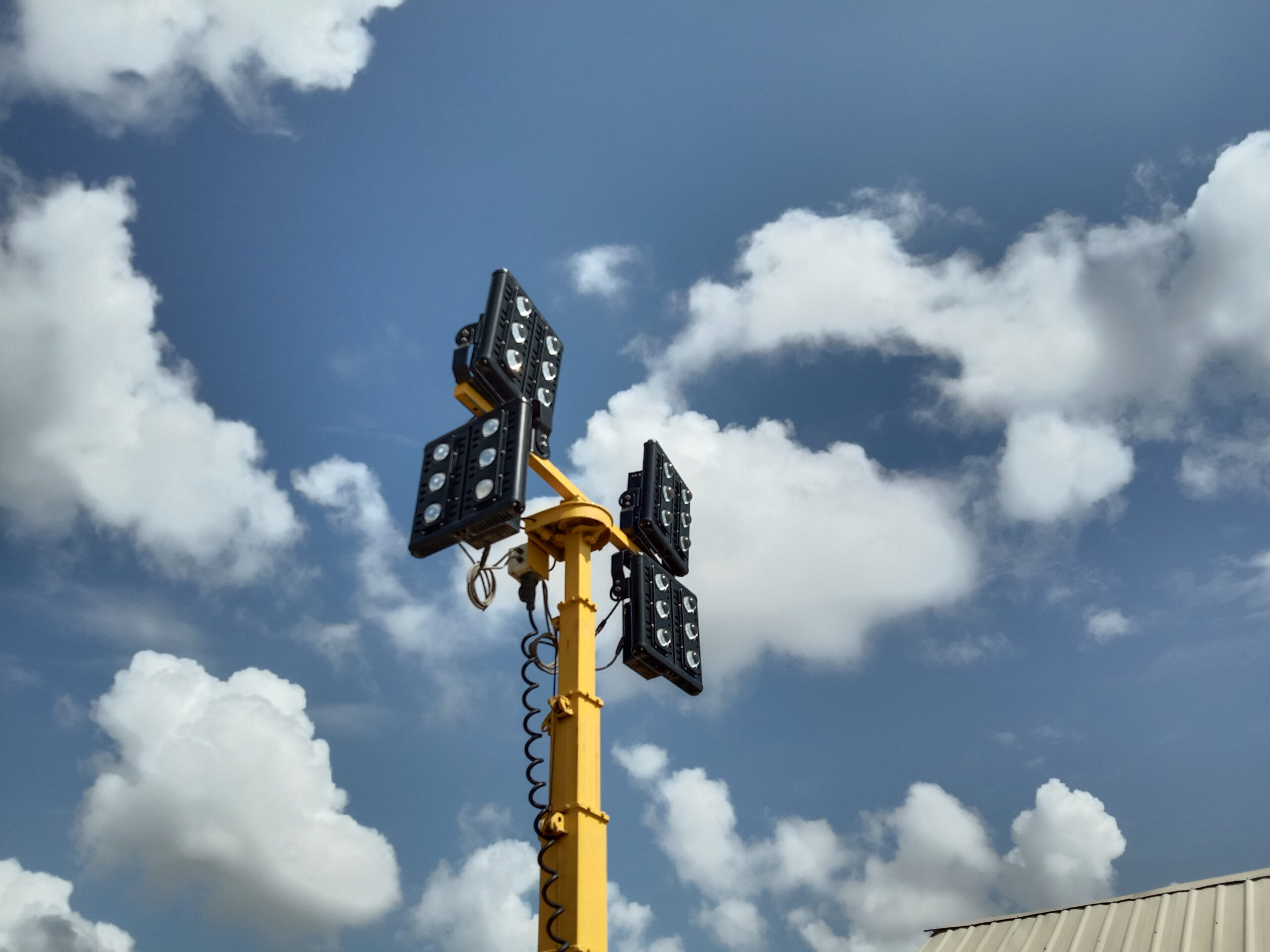 construction site light tower with led floodlights from trs equipment rental
