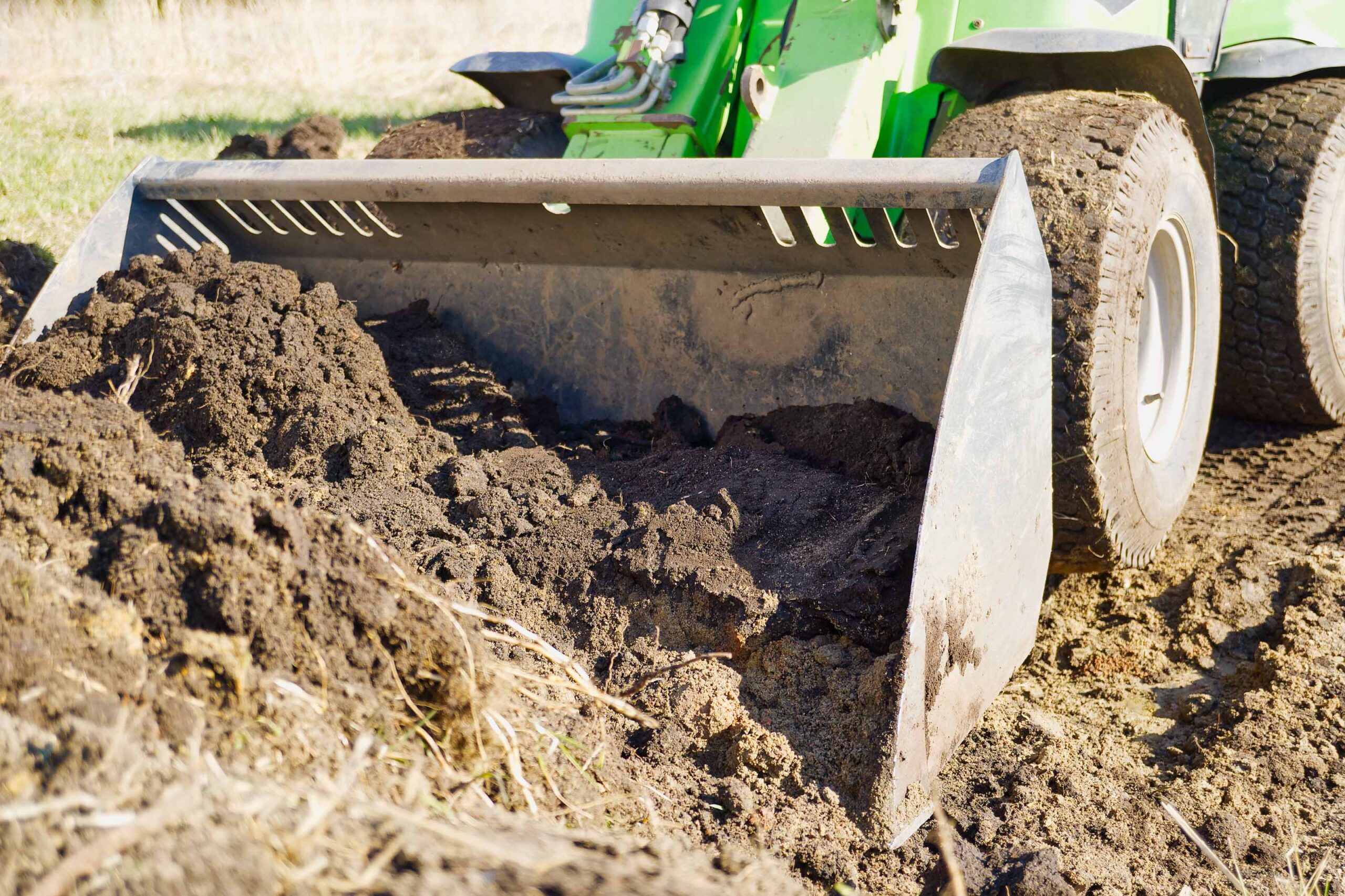 mini tractor from trs equipment rental landscaping at home backyard